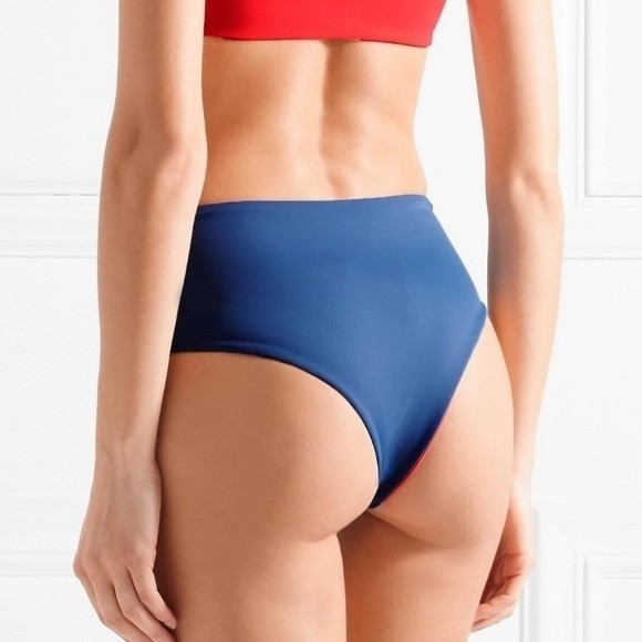 Solid & Striped Isabeli Red or Blue Reversible Cheeky Bikini Bottoms - Picture 1 of 9